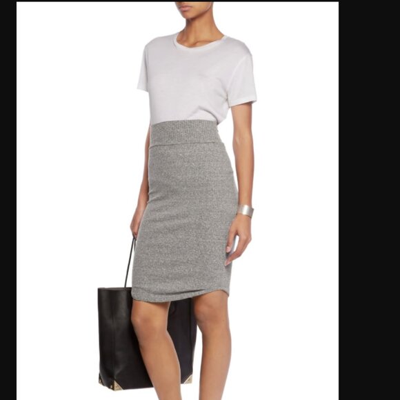 ENZA COSTA Ribbed Stretch-Jersey Skirt Gray sz 0 - Picture 1 of 3